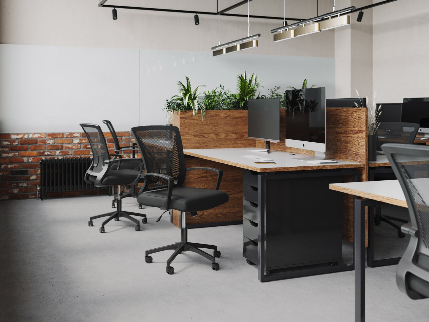 Black mesh task chair with ergonomic design, adjustable height, and lumbar support for office use