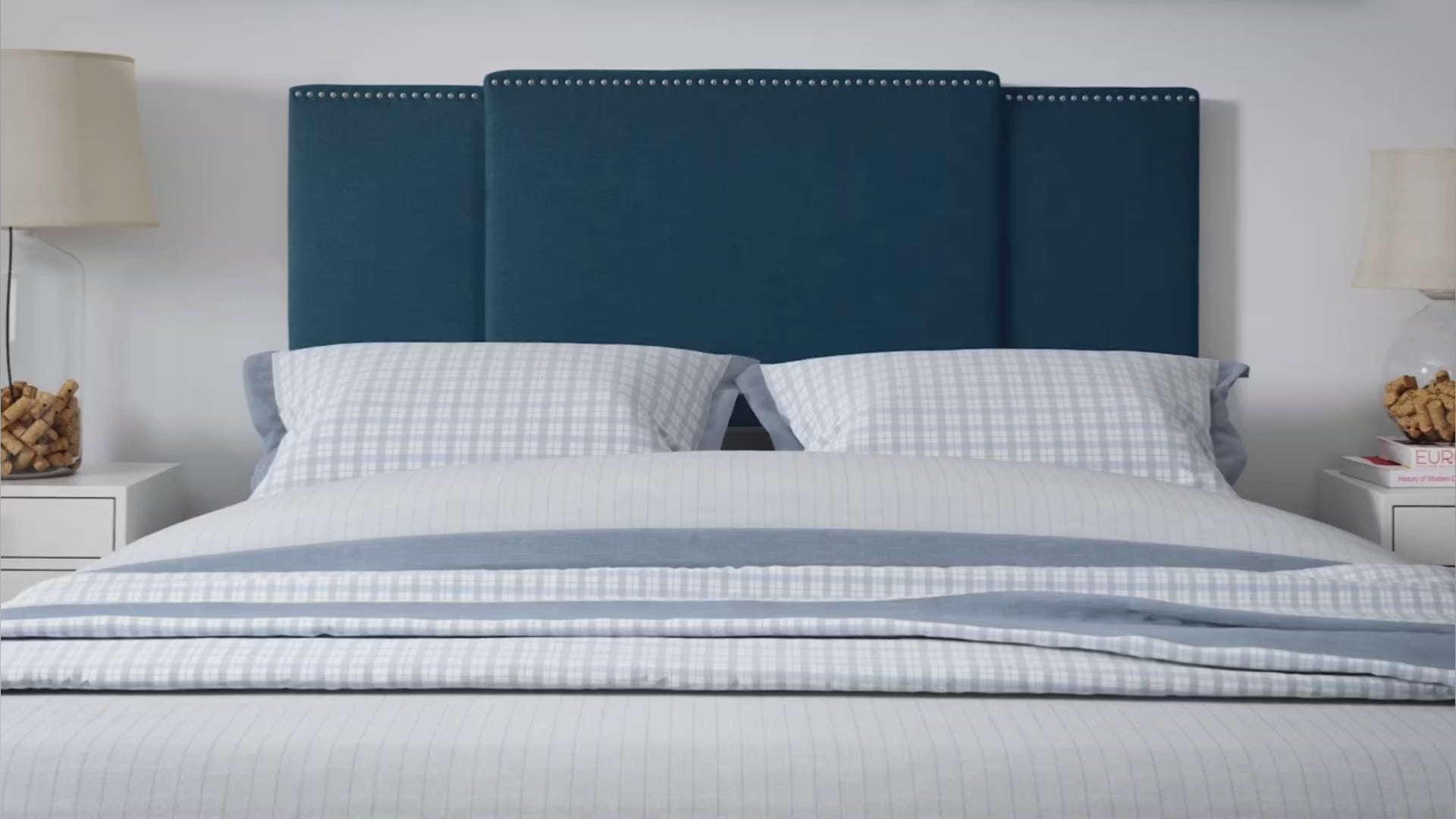 Load video: Mia Adjustable Headboard - Grey Product Video