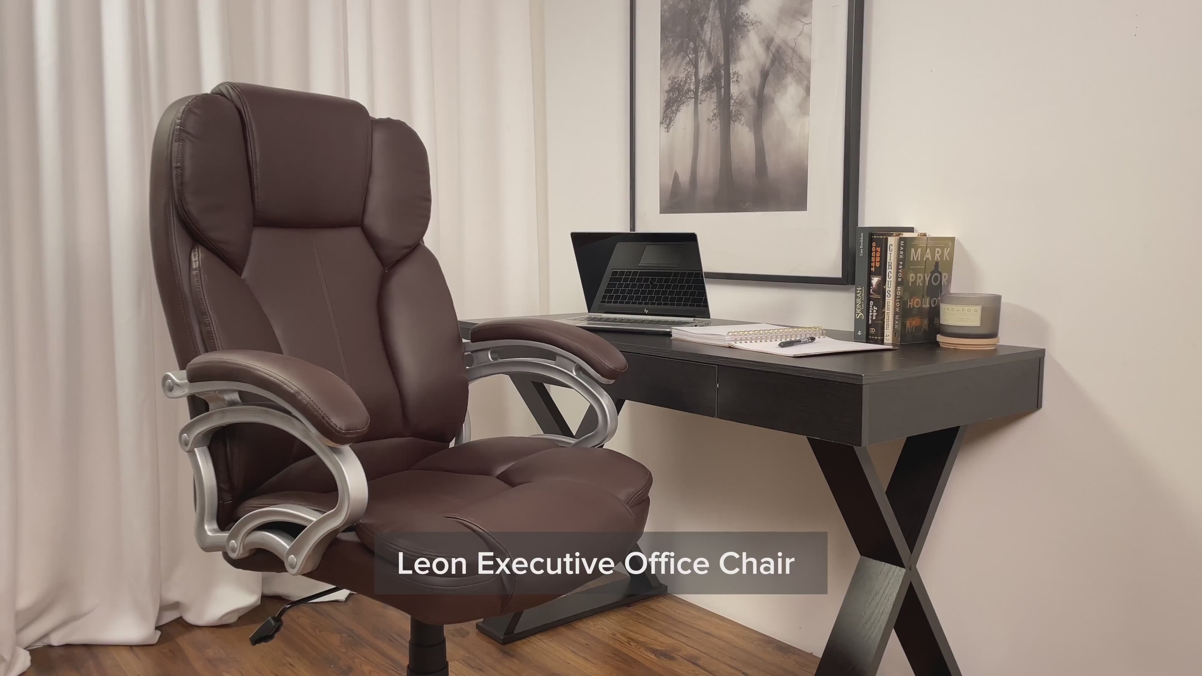 Load video: Leon Executive Office Chair - Brick Red Product Video