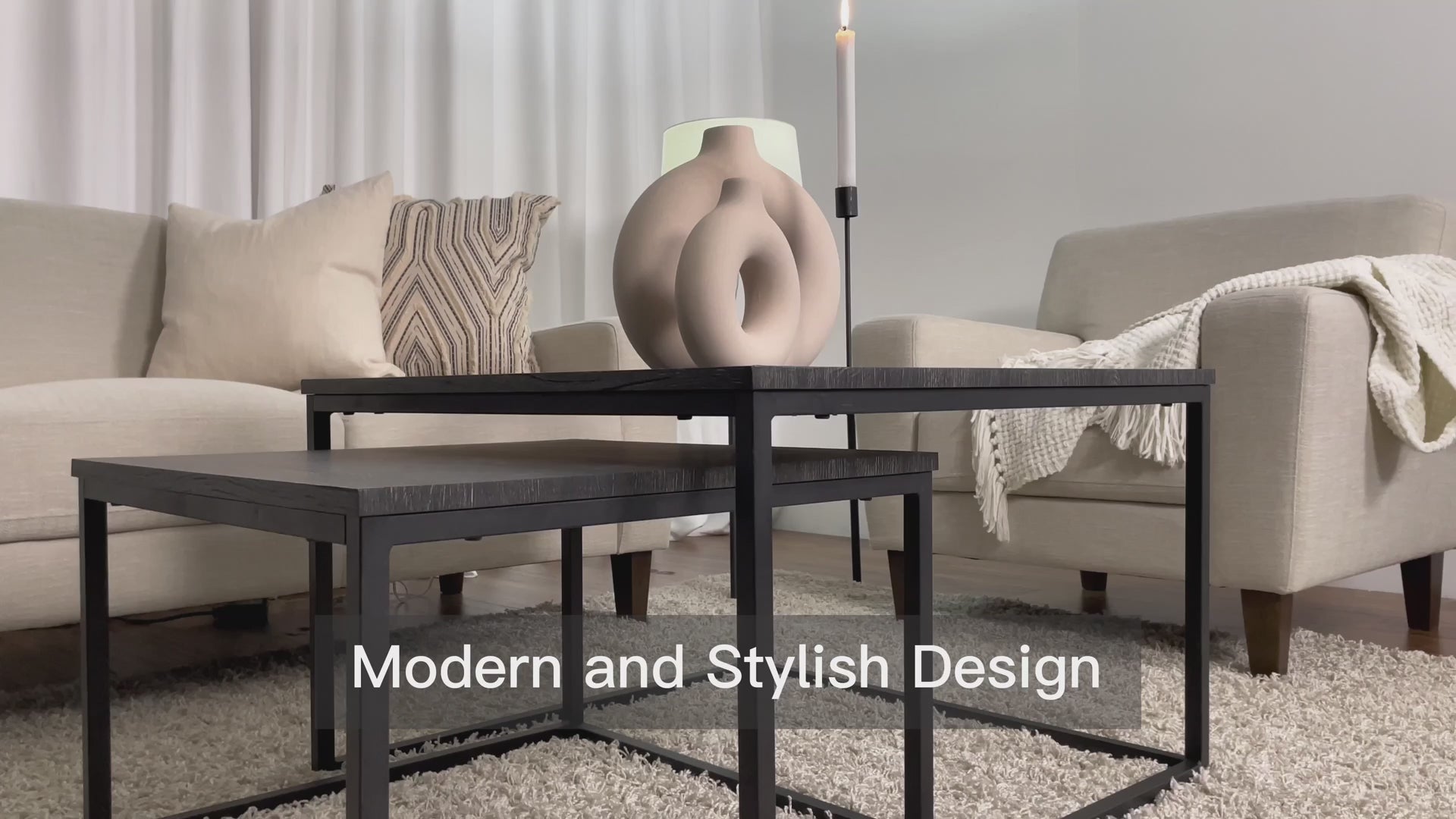 Load video: Fort Worth Square Nesting Coffee Tables - Brown Wood Product Video