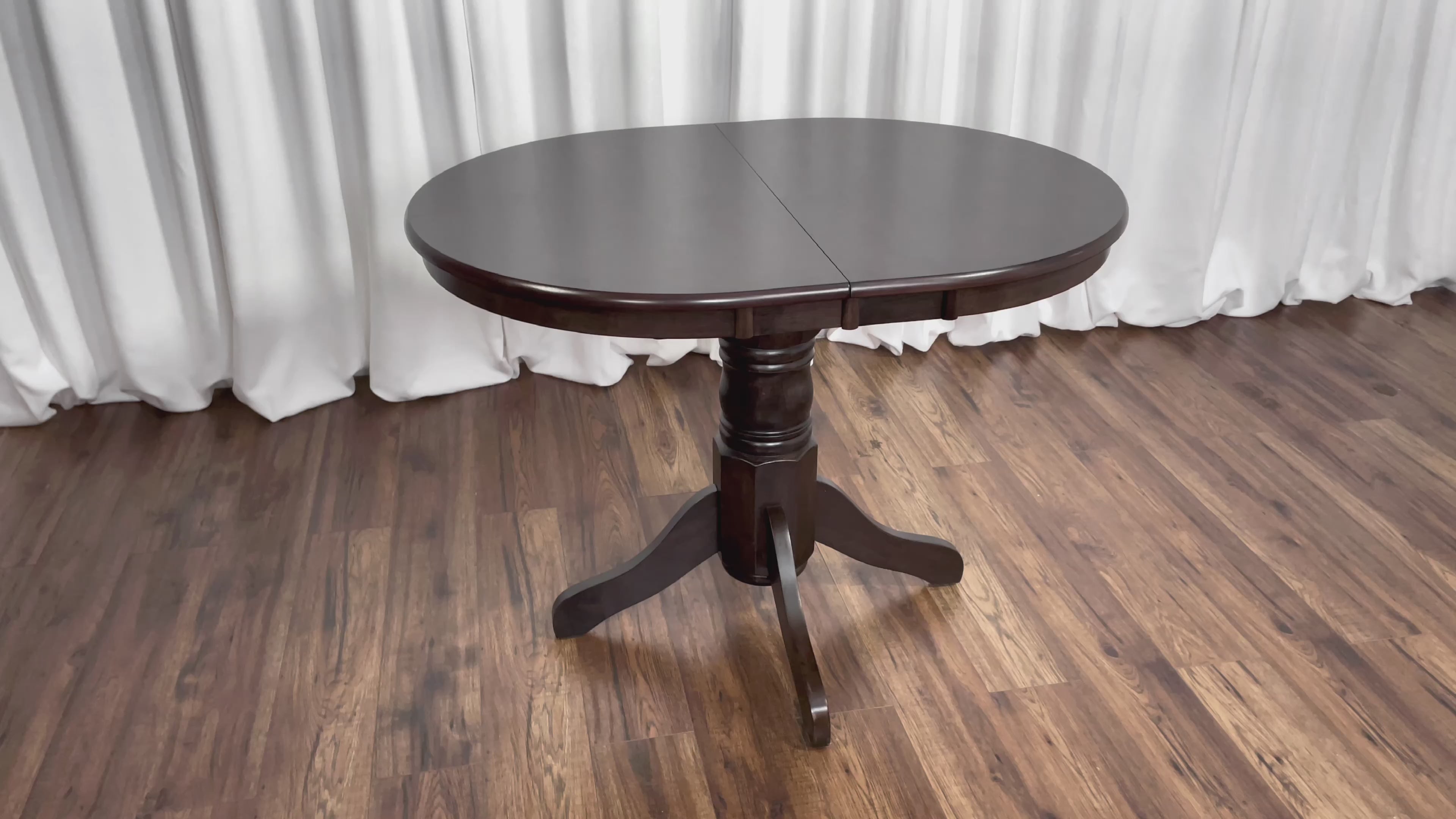 Load video: Dillon Extendable Oval Dining Table - Dark Brown And Cream Product Video