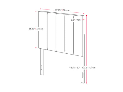 cream Panel Headboard, Twin / Single Helena Collection measurements diagram by CorLiving#color_cream