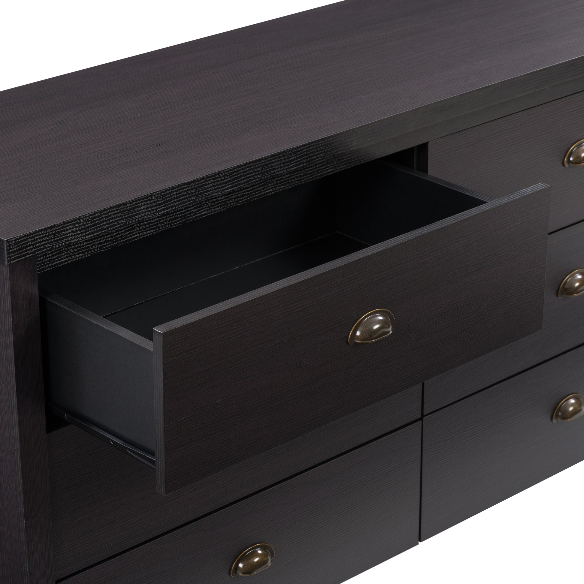 black 6 Drawer Dresser Boston Collection detail image by CorLiving#color_black