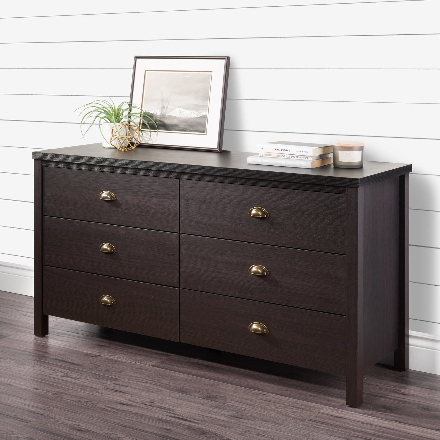 black 6 Drawer Dresser Boston Collection lifestyle scene by CorLiving#color_black