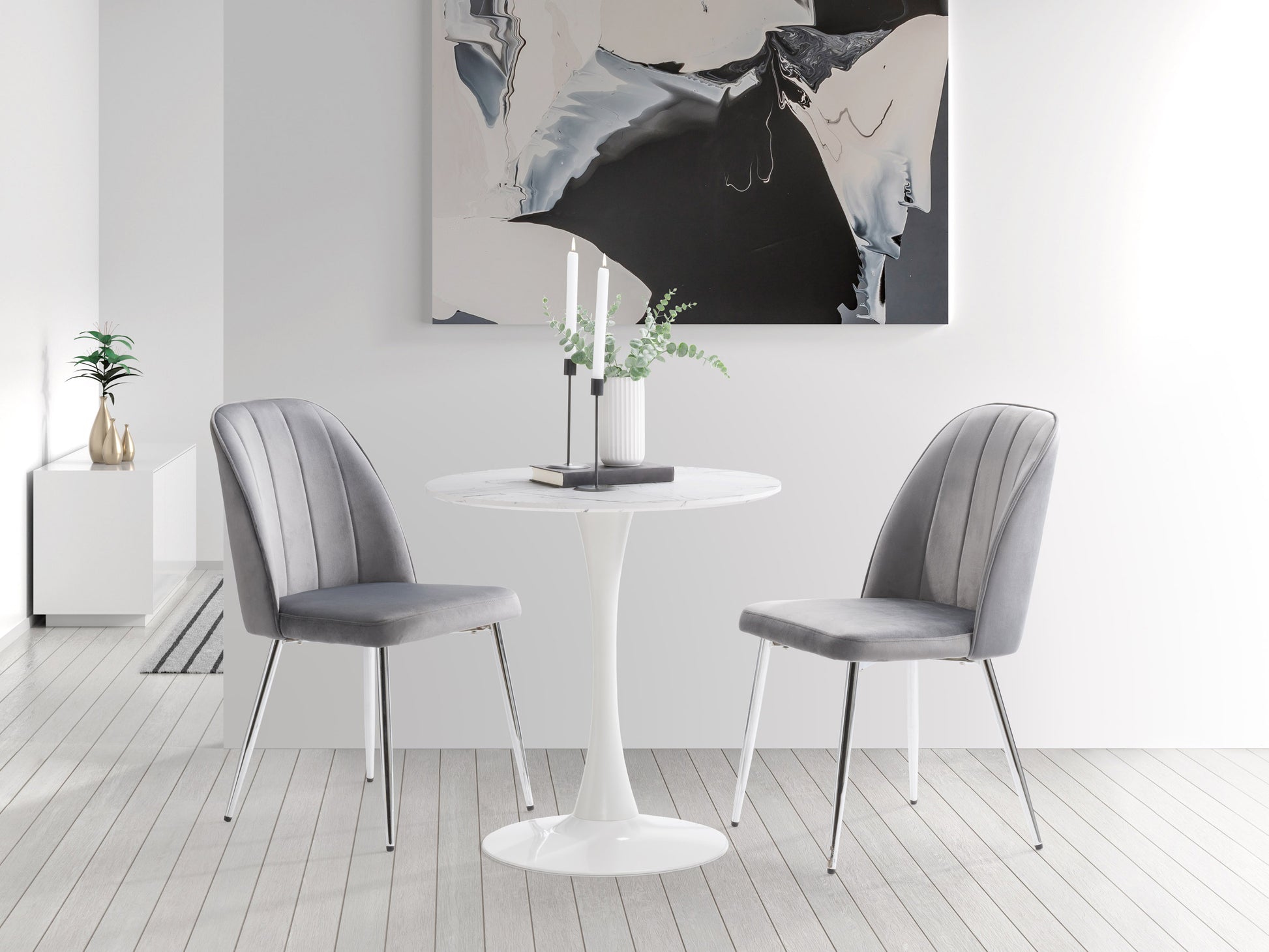 grey Velvet Dining Room Chairs, Set of 2 Noelle Collection lifestyle scene by CorLiving#color_grey