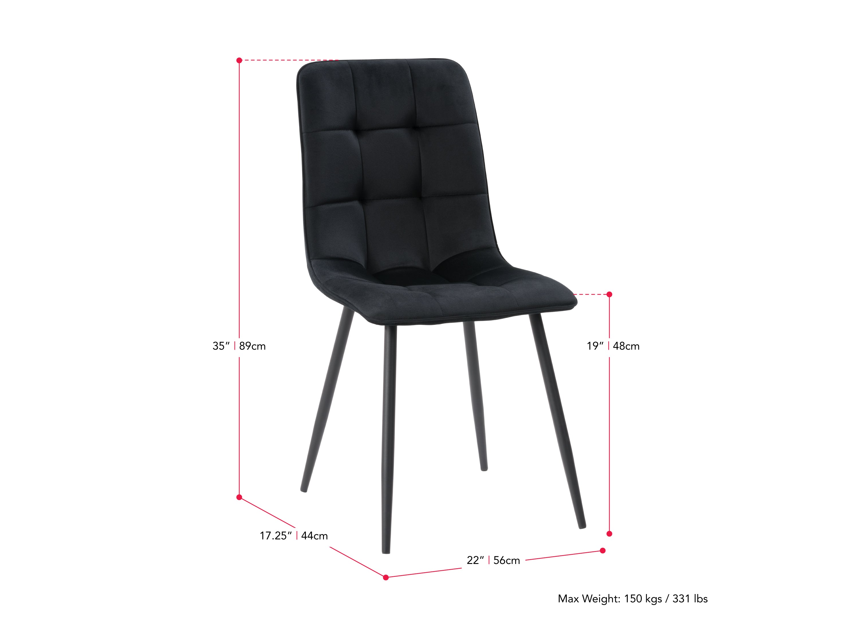 black 5pc Round Dining Table Set Ezra Collection measurements diagram by CorLiving#color_ezra-black