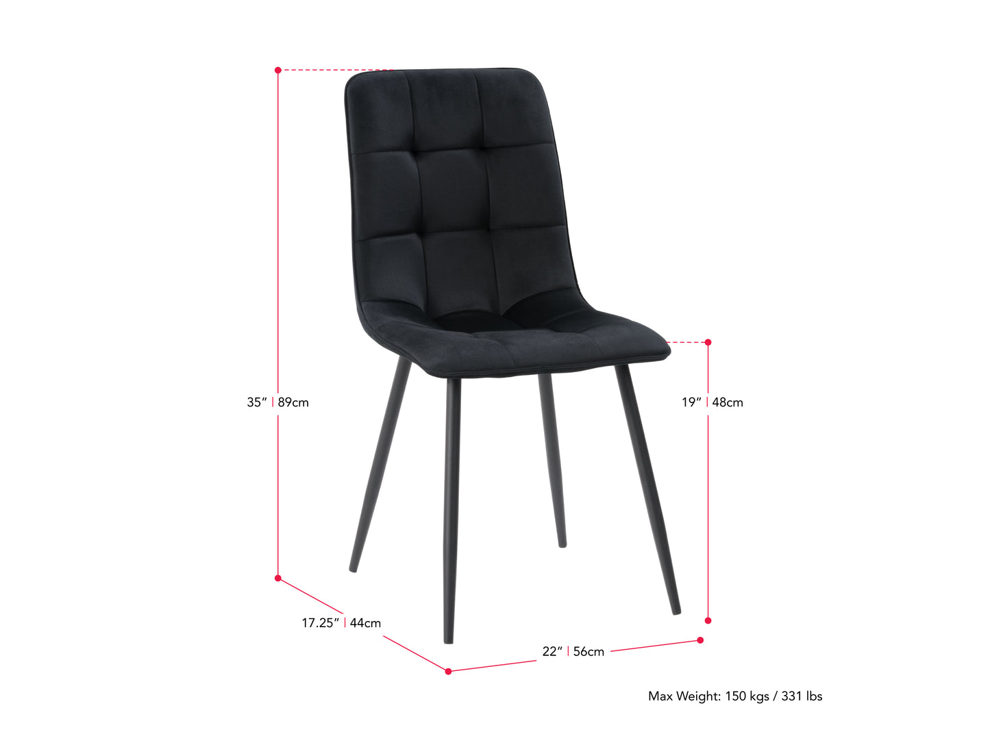 black 5pc Round Dining Table Set Ezra Collection measurements diagram by CorLiving#color_ezra-black