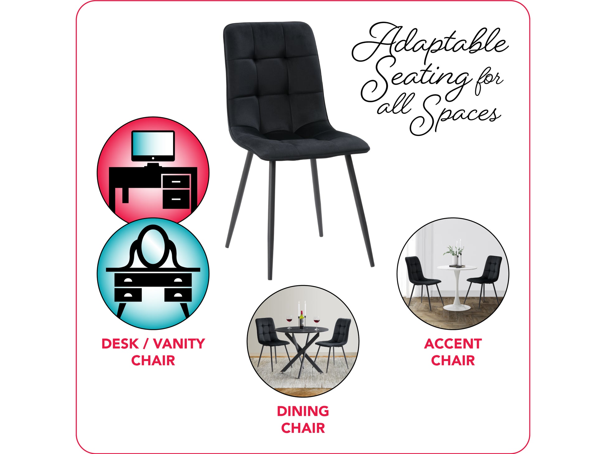 black 5pc Round Dining Table Set Ezra Collection infographic by CorLiving#color_ezra-black