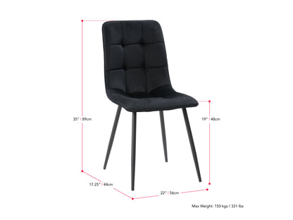 5pc Black Dining Room Set Elliot Collection measurements diagram by CorLiving#color_elliot-black