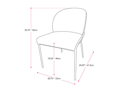 light grey High Back Upholstered Dining Chairs, Set of 2 Blakeley Collection measurements diagram by CorLiving#color_blakeley-light-grey