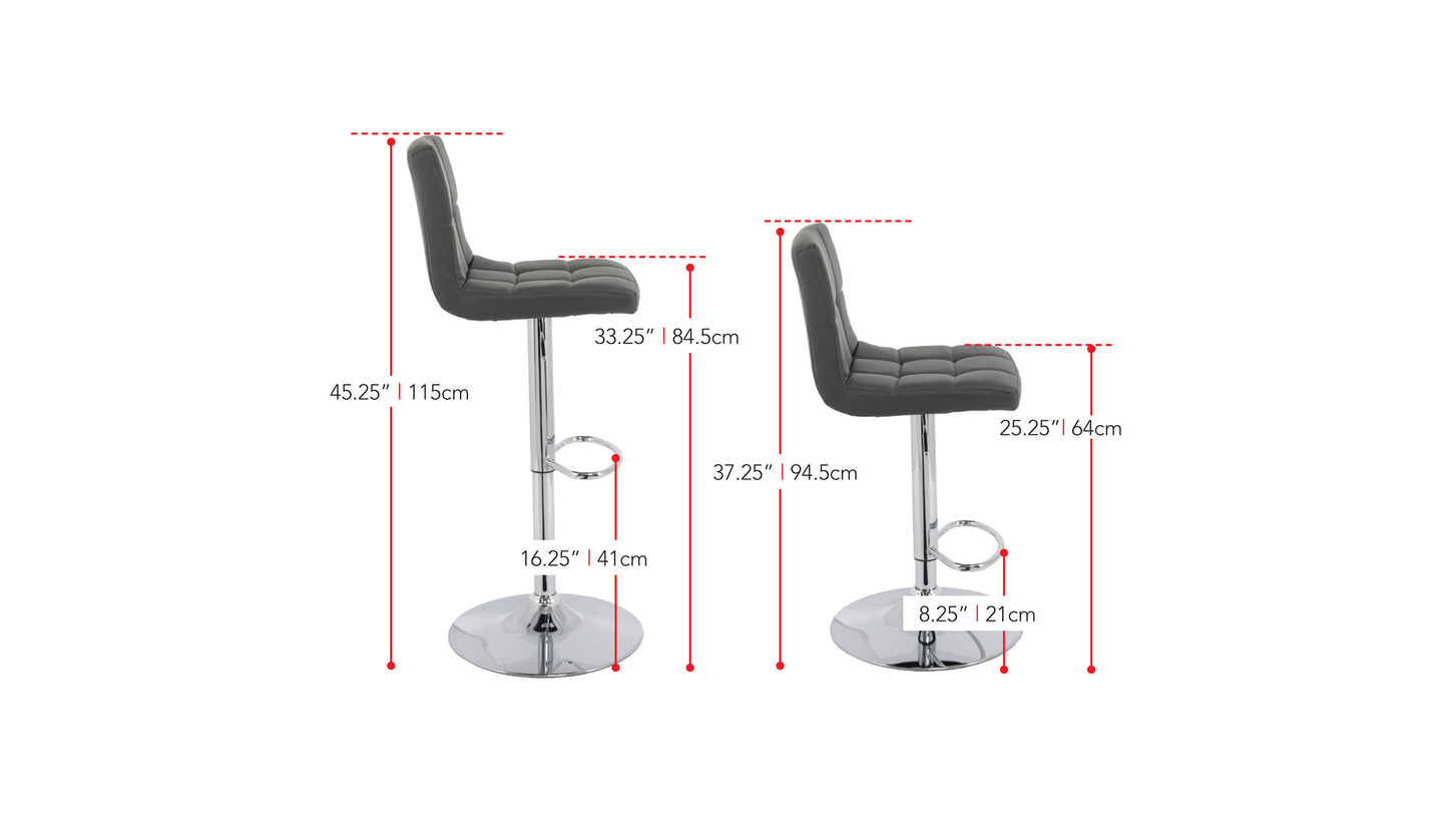 dark grey Black Bar Stools Set of 2 Silas Collection measurements diagram by CorLiving#color_dark-grey