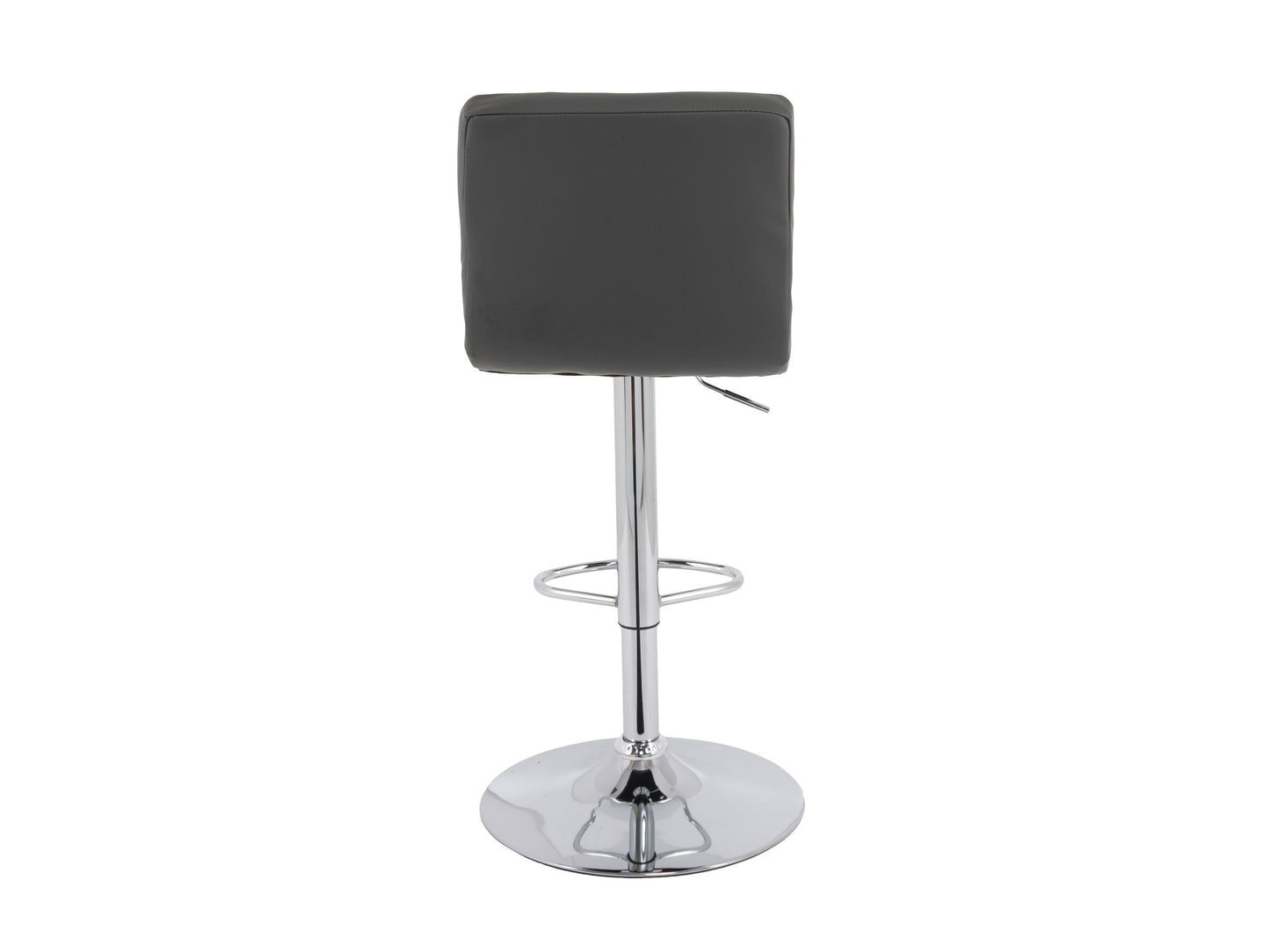 Black and walnut bar stool with a padded seat, sleek metal legs, and a curved backrest, offering modern design and comfort for kitchen counters or home bars.