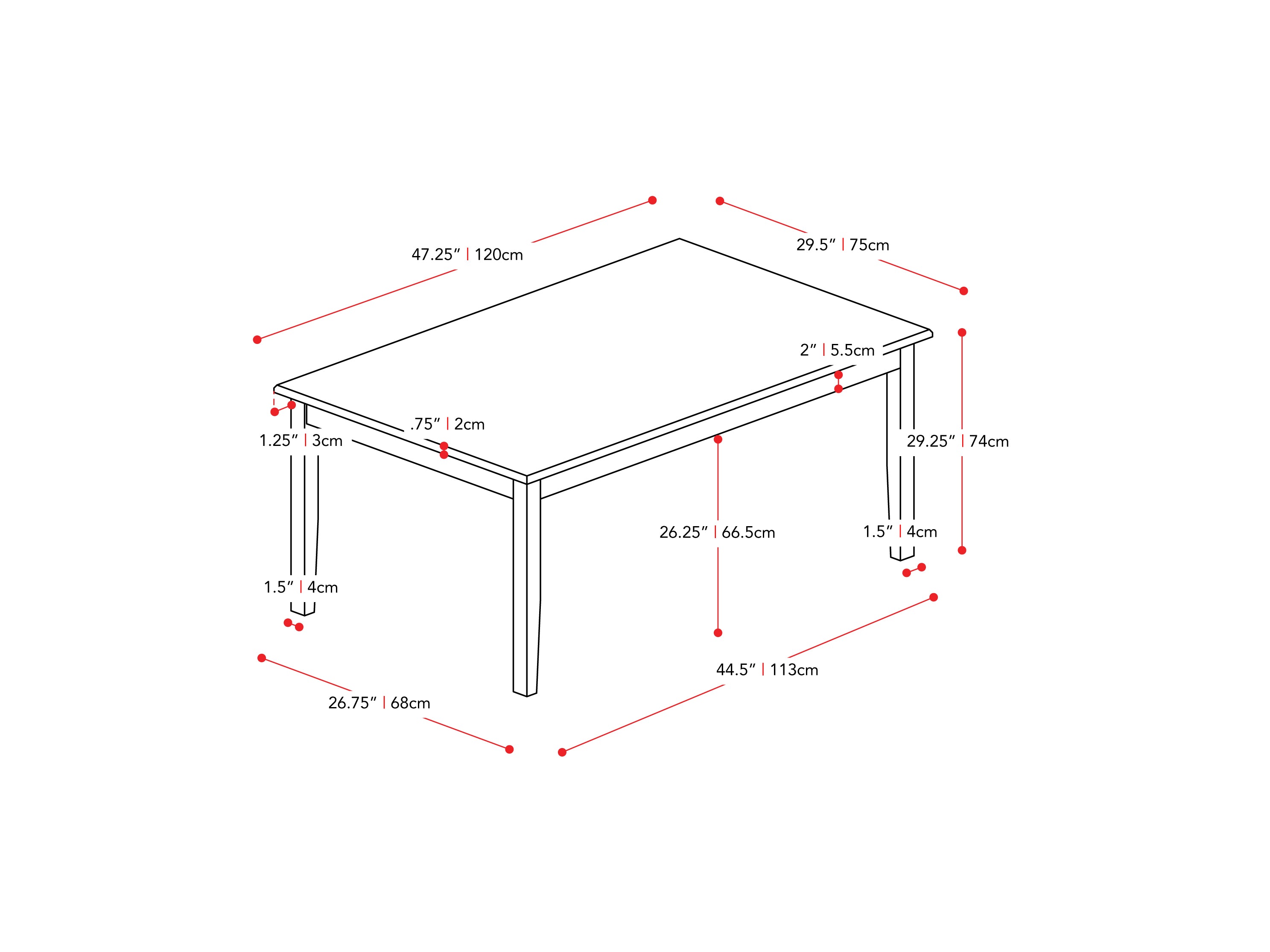 5pc Grey and White Dining Set Michigan Collection measurements diagram by CorLiving#color_michigan-grey-and-white