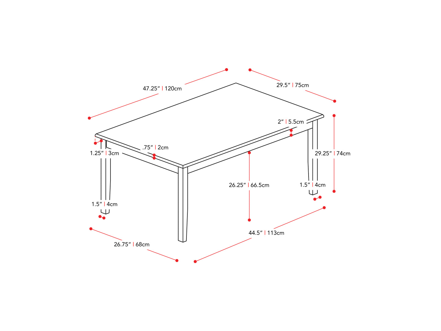 5pc Grey and White Dining Set Michigan Collection measurements diagram by CorLiving#color_michigan-grey-and-white