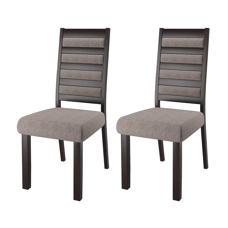 Grey Upholstered Dining Chairs, Solid Wood Legs