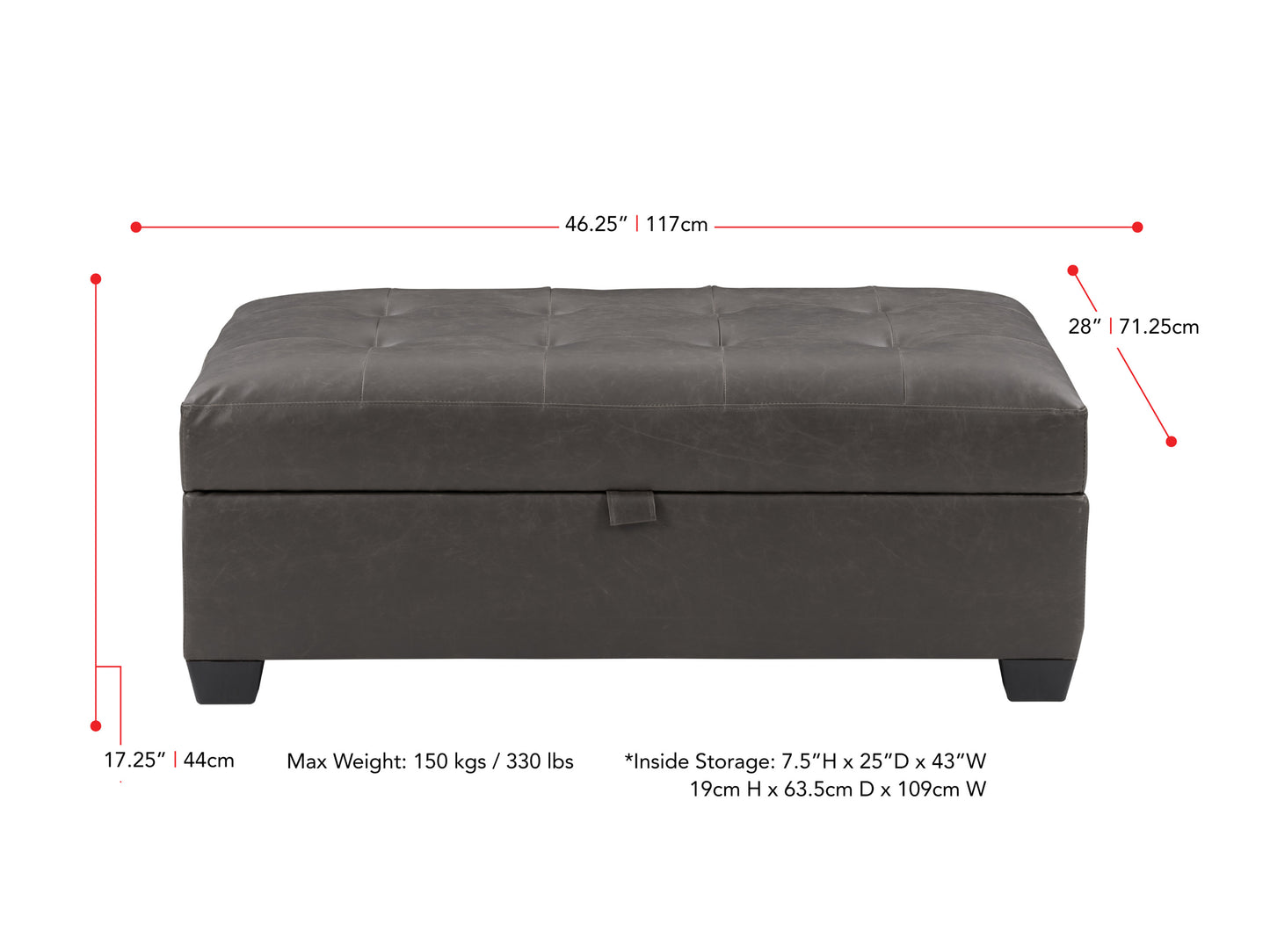 Modern beige fabric ottoman with tufted top, wooden legs, and sleek design, perfect for living room or bedroom decor.