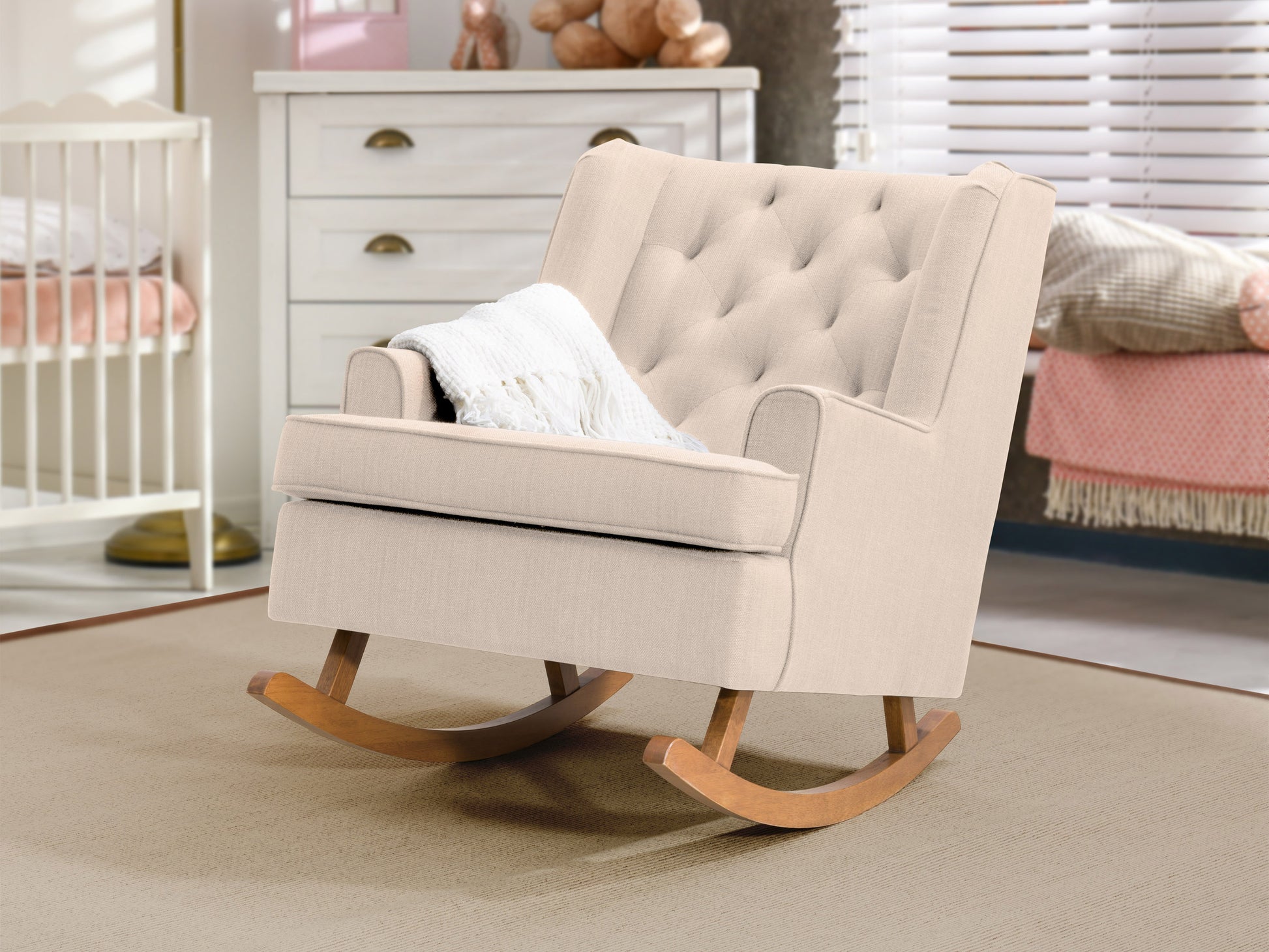 beige Modern Rocking Chair Freya Collection lifestyle scene by CorLiving#color_freya-beige