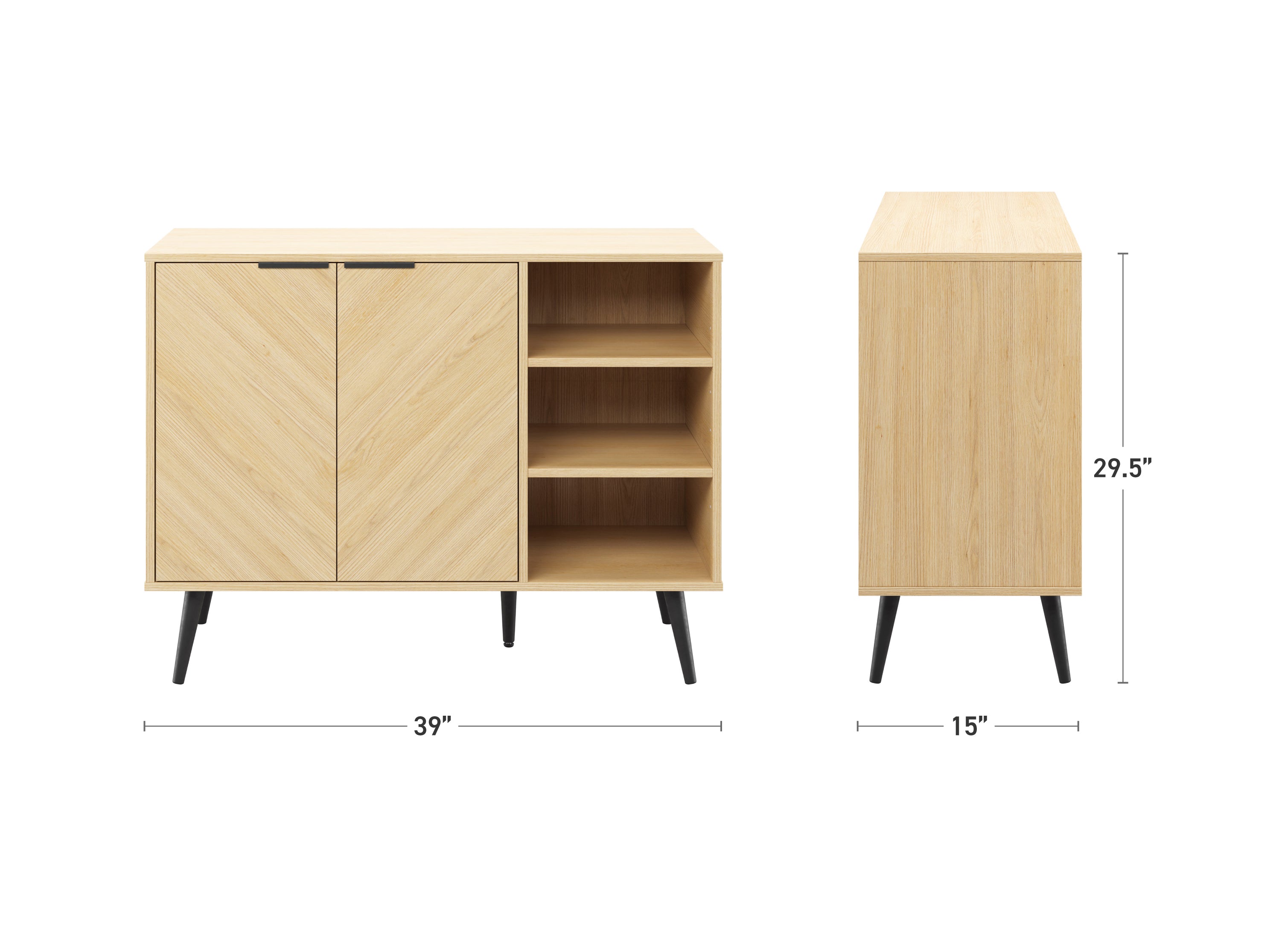 light brown Sideboard Buffet, TVs up to 48" Himari Collection measurement diagram by CorLiving#color_himari-light-brown