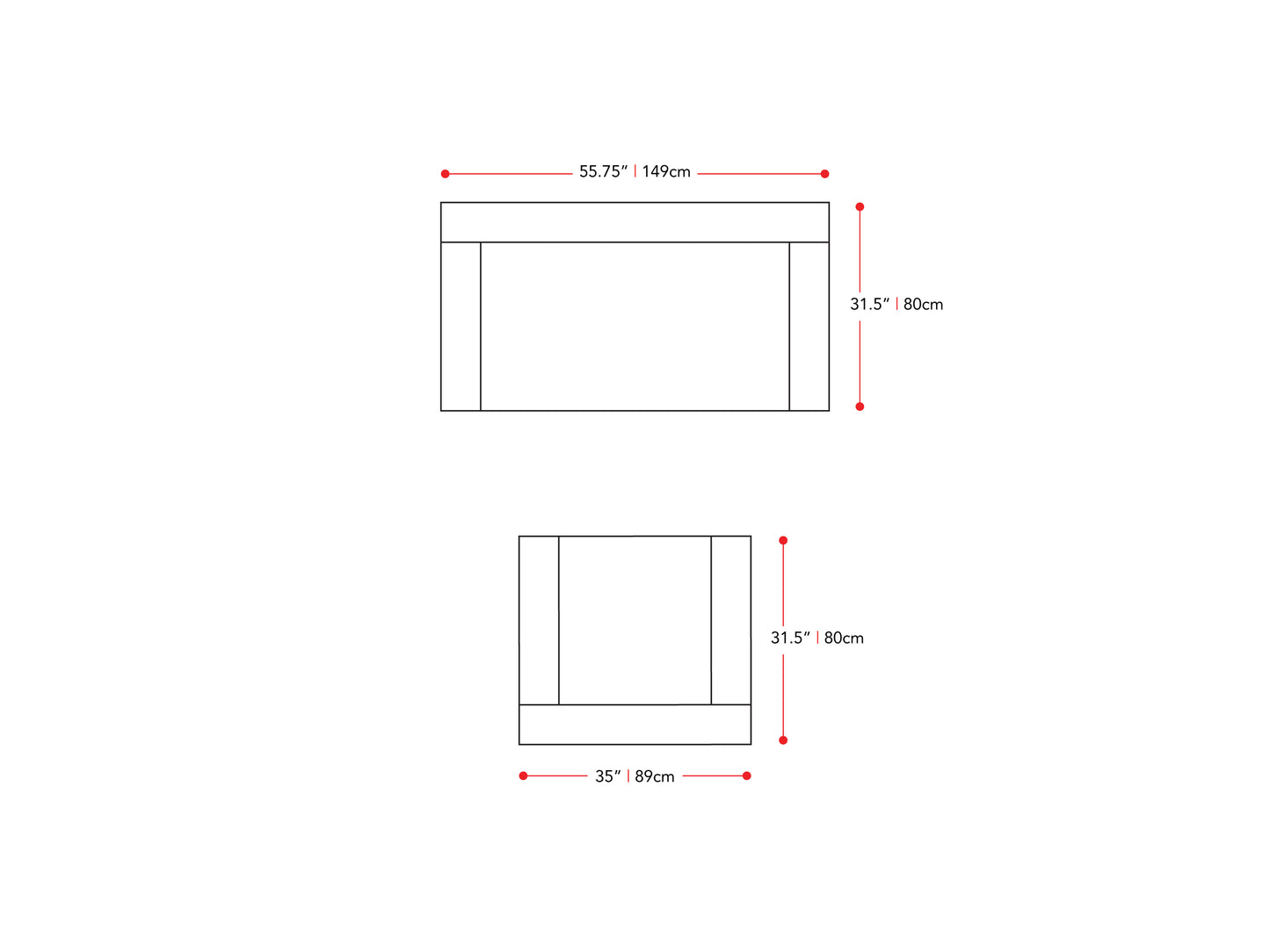 dark grey 2 Seater Loveseat and Chair Set, 2 piece Caroline collection measurements diagram by CorLiving#color_dark-grey