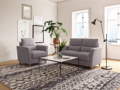 light grey 2 Seater Loveseat and Chair Set, 2 piece Caroline collection lifestyle scene by CorLiving#color_light-grey