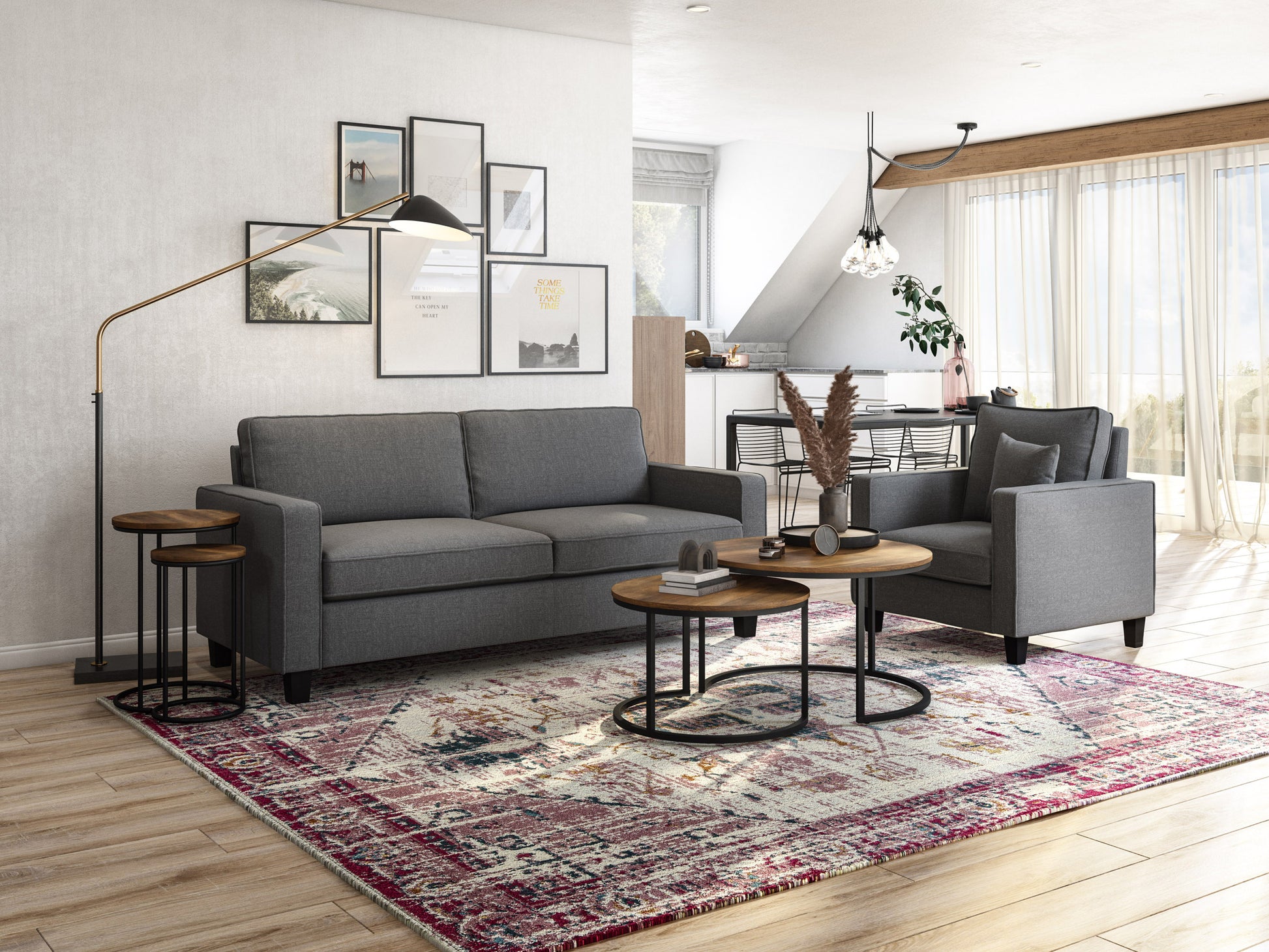 Modern gray sectional sofa with chaise lounge, featuring plush cushions, sleek design, and wooden legs. Ideal for contemporary living rooms, offering comfort and style with durable fabric upholstery.