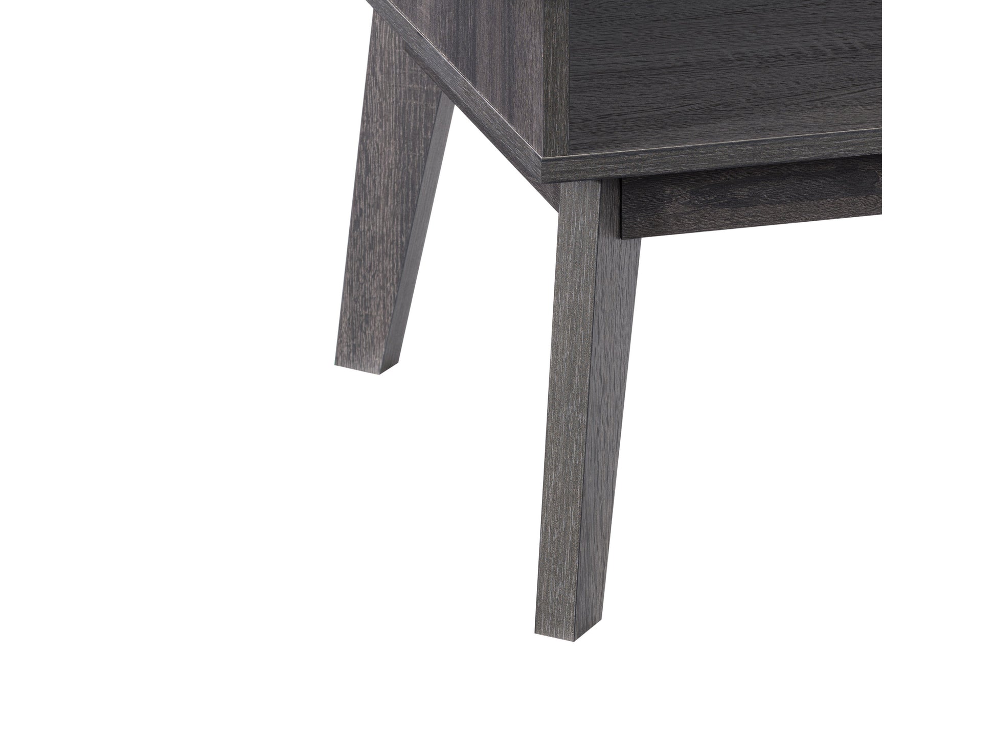 Dark walnut side table with sleek metal frame, featuring a single drawer with a minimalist design and smooth matte finish, perfect for modern living rooms or bedrooms.