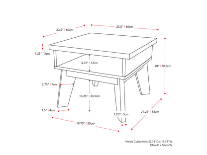 dark grey Mid Century End Table Hollywood Collection measurements diagram by CorLiving#color_dark-grey