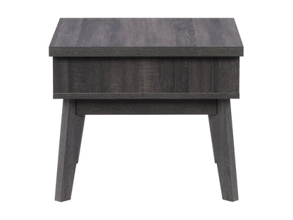 Modern side table with a sleek black metal frame, light wood top, and minimalist design. Ideal for contemporary living rooms or bedrooms, this stylish and functional piece complements a variety of decor styles.