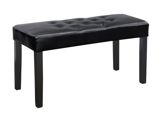 Modern wooden bench with sleek black metal legs, featuring a natural oak finish and minimalist design, perfect for contemporary living rooms or entryways.