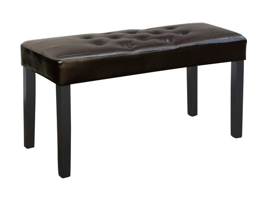 Modern wooden bench with natural oak finish, featuring sleek black metal legs, smooth surface, and minimalist design, perfect for contemporary interiors and outdoor spaces.