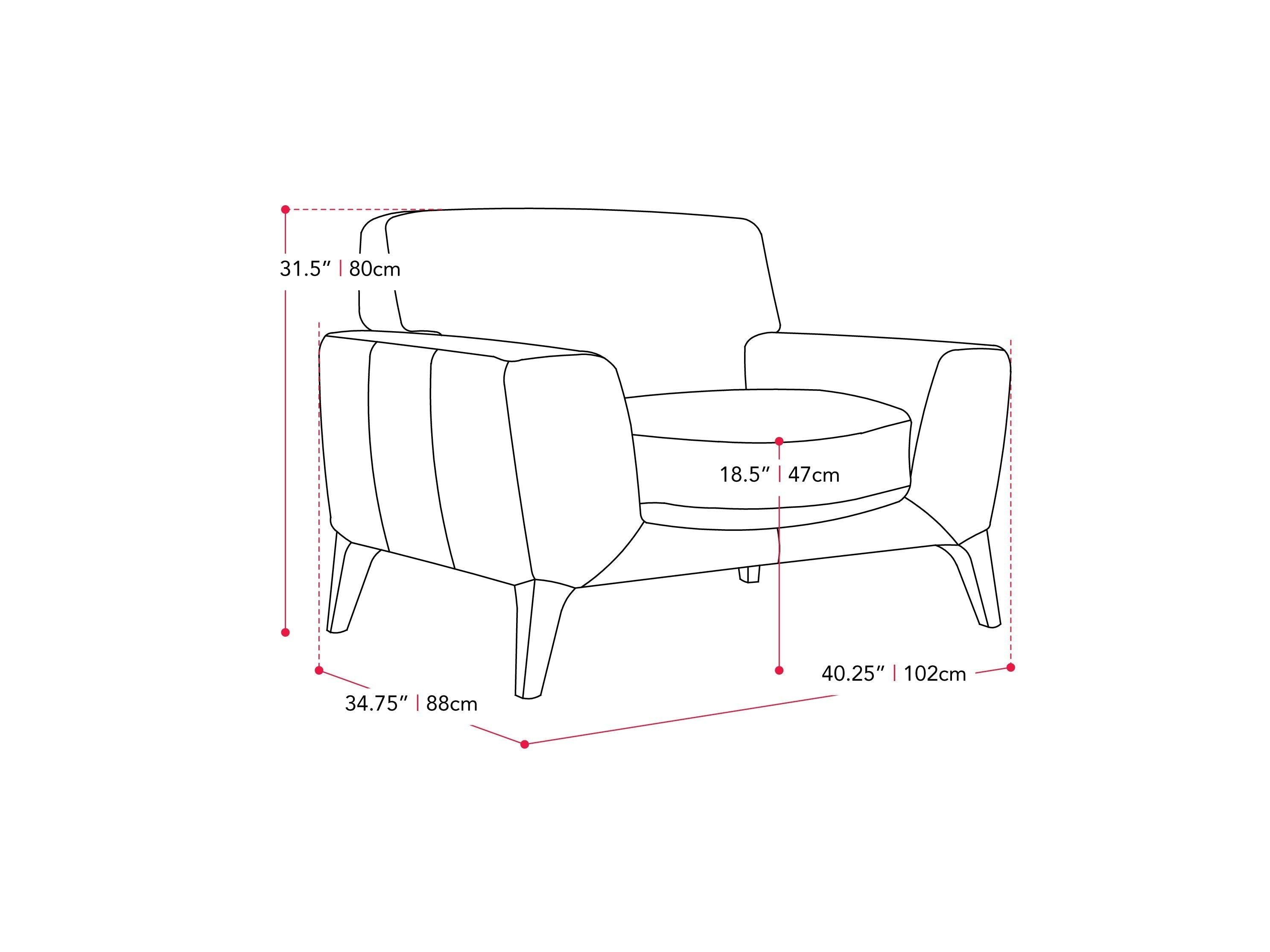 light grey Accent Chair London Collection measurements diagram by Corliving#color_london-light-grey