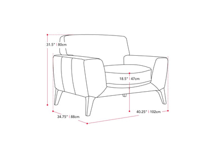 light grey Accent Chair London Collection measurements diagram by Corliving#color_london-light-grey