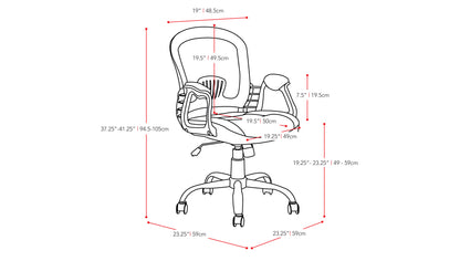 blue Mesh Office Chair Quinn Collection measurements diagram by CorLiving#color_blue-3