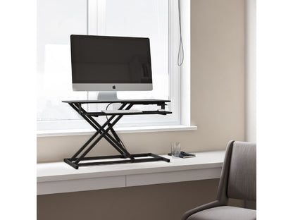 black Standing Desk Converter Workspace Collection lifestyle scene by CorLiving#color_black