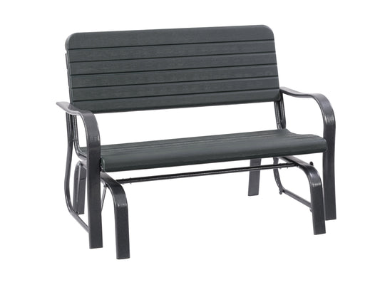 Grey and white patio bench with a sleek, modern design featuring clean lines, metal frame, and cushioned seat. Ideal for outdoor seating in gardens, patios, or terraces. Durable and weather-resistant materials.