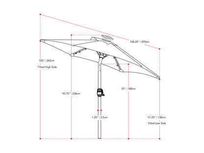 9ft Patio Umbrella with Lights, Tilting