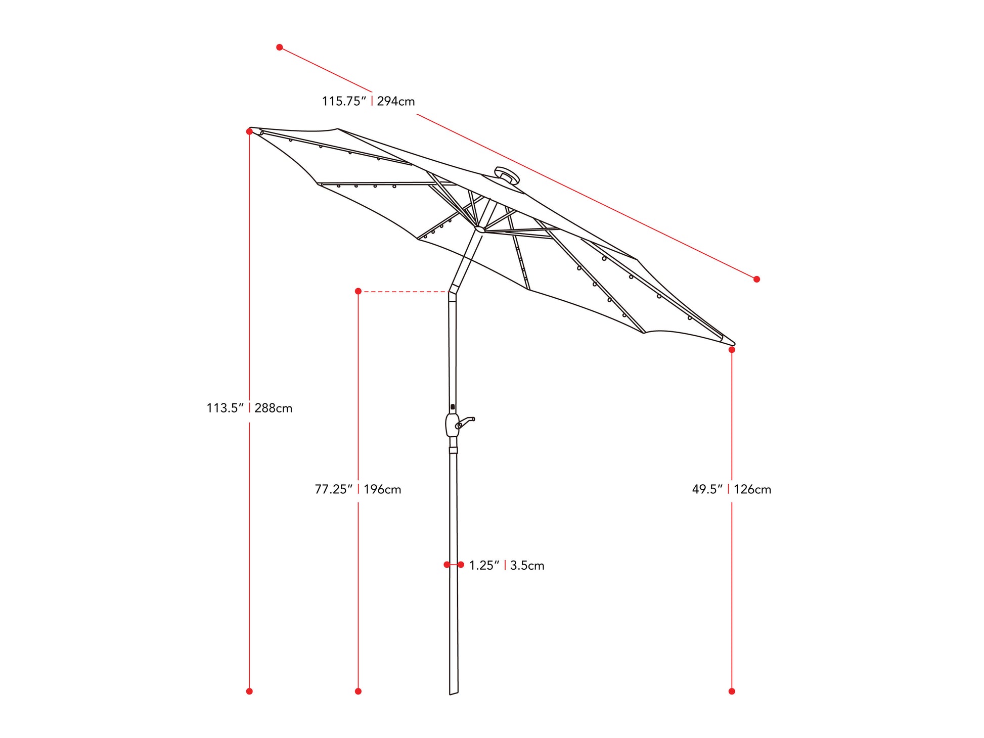 9.5ft LED tilting patio umbrella with beige canopy, dark brown pole, and built-in LED lights along the ribs for outdoor shade and ambiance.