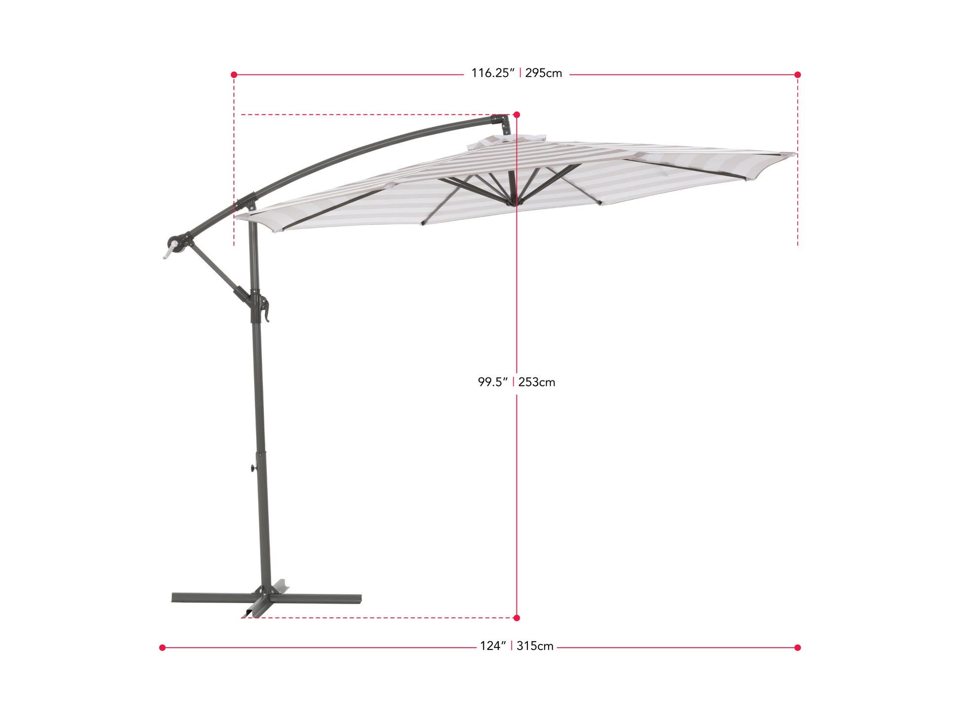 taupe and white offset patio umbrella 420 Series measurements diagram CorLiving#color_taupe-and-white