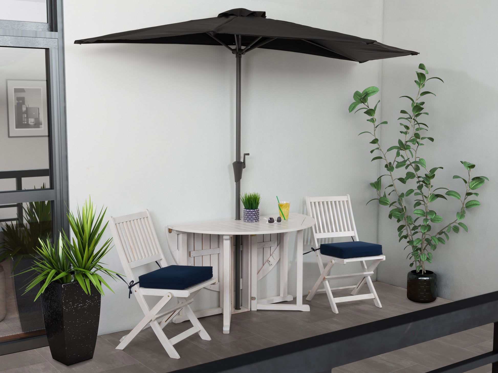 black half umbrella Versa Collection lifestyle scene CorLiving#color_black