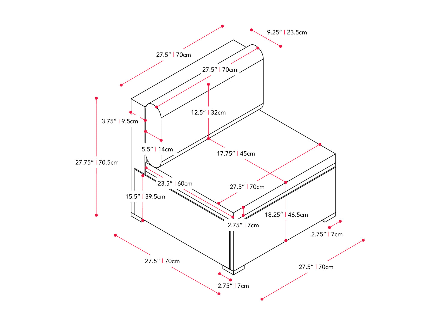 black and ash grey Wicker Patio Chair Parksville Collection measurements diagram by CorLiving#color_black-and-ash-grey