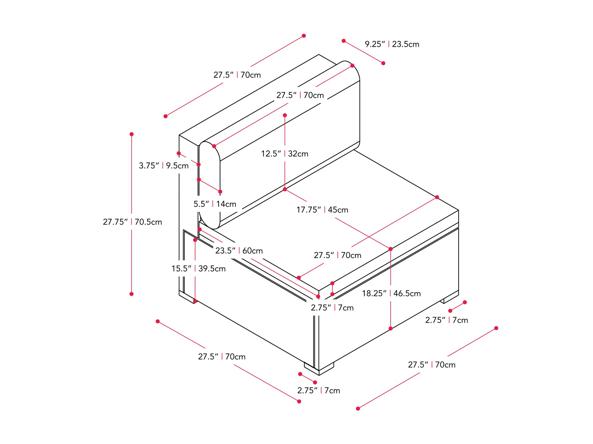 black and ash grey Wicker Patio Chair Parksville Collection measurements diagram by CorLiving#color_black-and-ash-grey