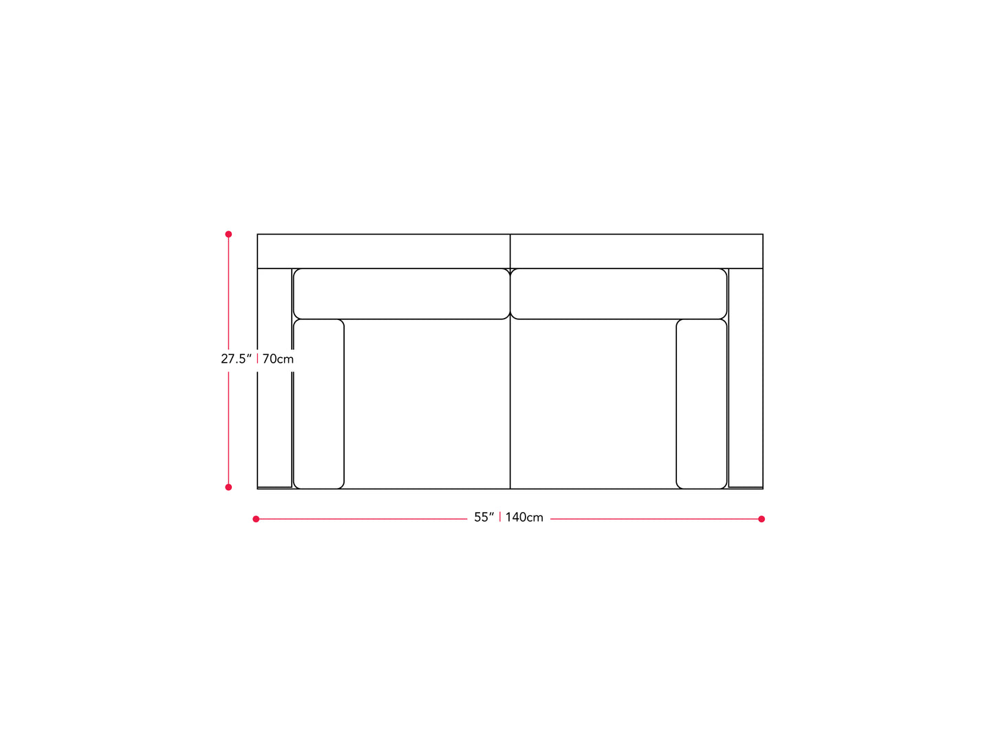 black and ash grey Outdoor Loveseat, 2pc Parksville Collection measurements diagram by CorLiving#color_black-and-ash-grey