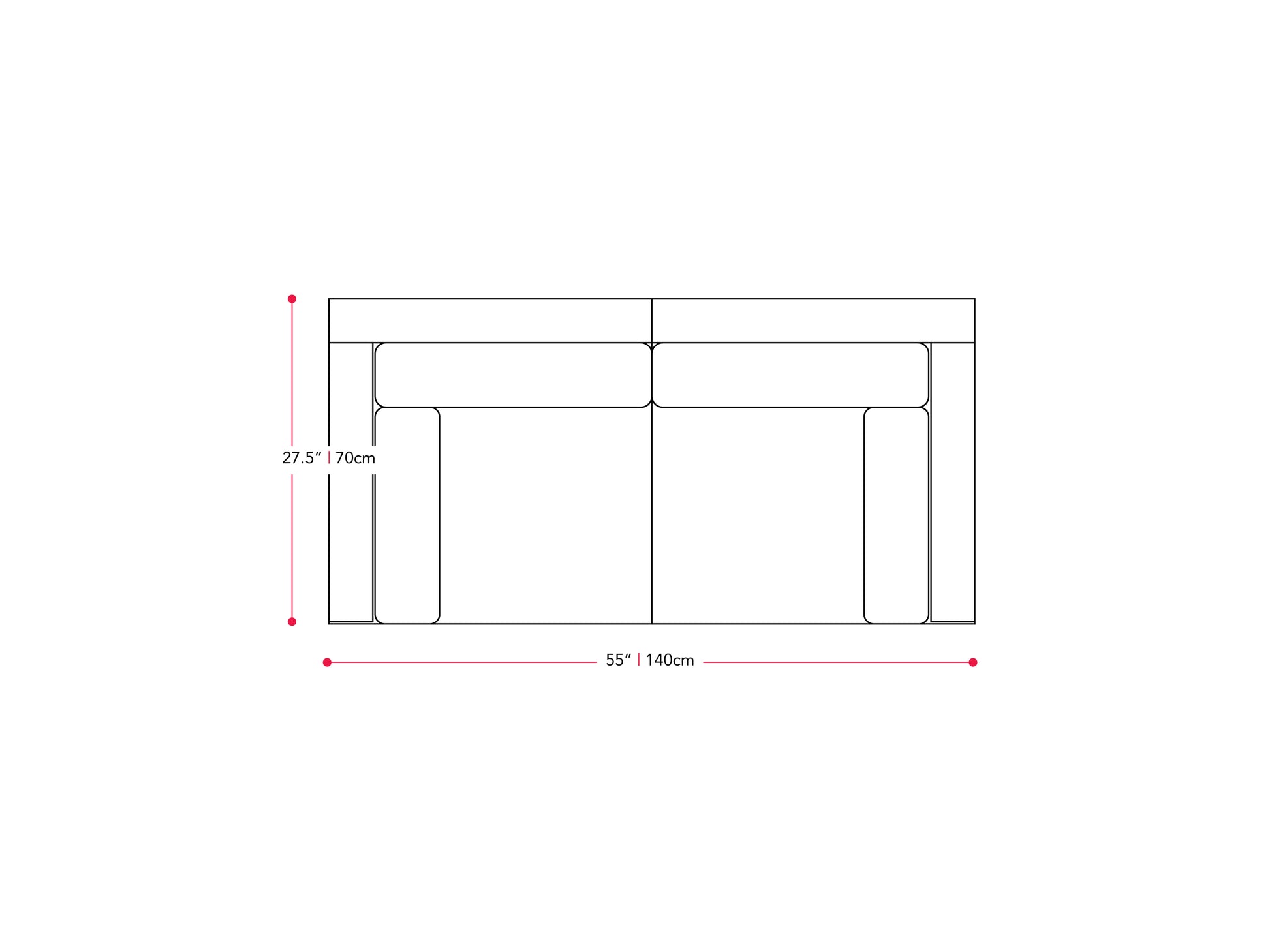 black and ash grey Outdoor Loveseat, 2pc Parksville Collection measurements diagram by CorLiving#color_black-and-ash-grey