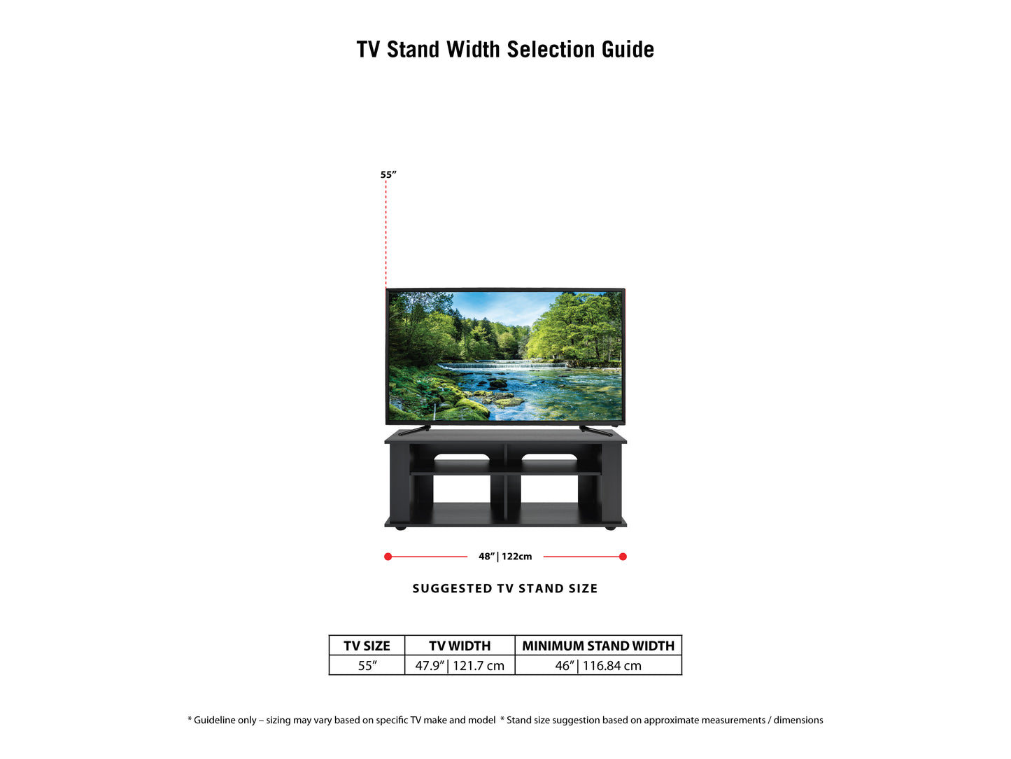 black Wood TV Stand for TVs up to 55" Bakersfield Collection infographic Living#color_black