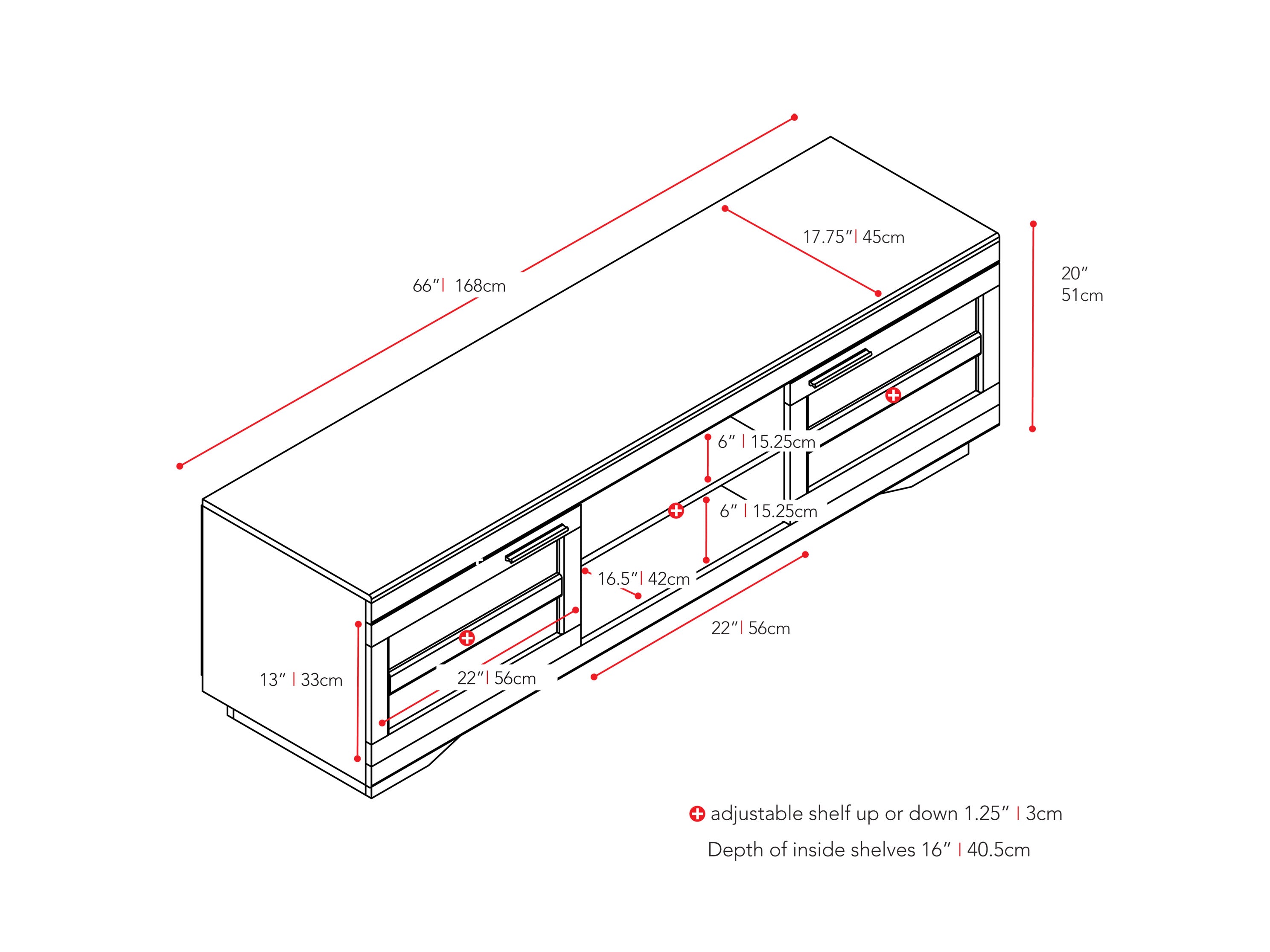 espresso TV Bench for TVs up to 85" Granville Collection measurements diagram by CorLiving#color_espresso