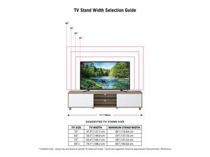 brown and white Modern TV Stand for TVs up to 85" Hollywood Collection infographic by CorLiving#color_brown-and-white