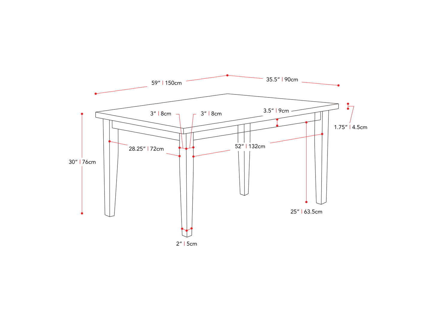 washed grey and black 7 Piece Wooden Dining Set New York Collection measurements diagram by CorLiving#color_new-york-washed-grey-and-black