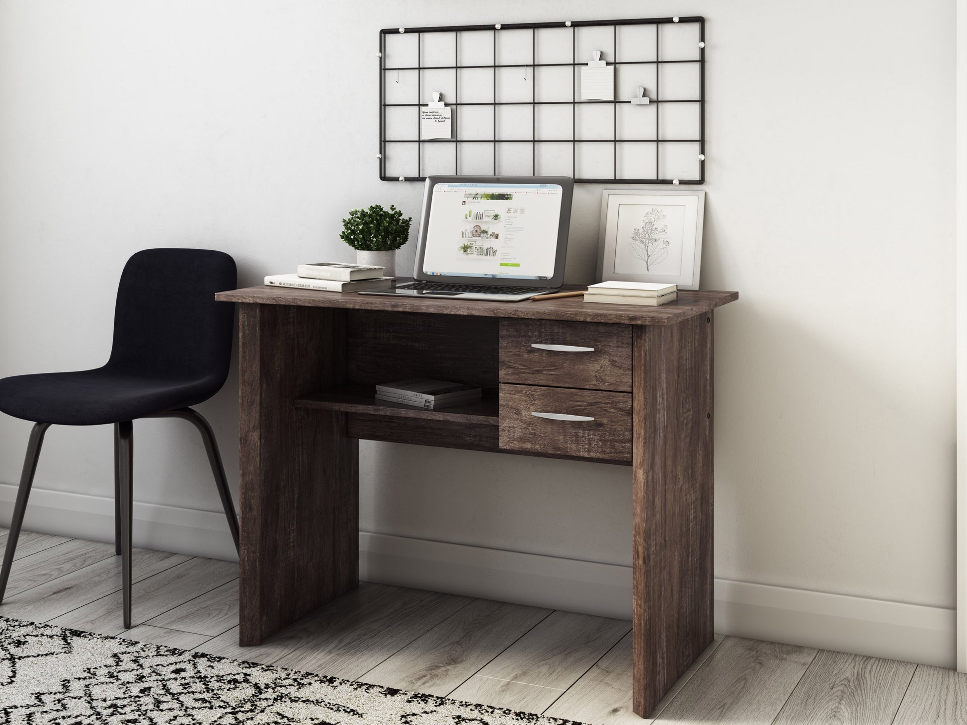 brown Desk with Drawers Kingston Collection lifestyle scene by CorLiving#color_brown